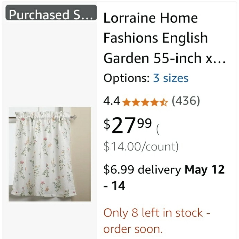 EUC English Garden Foral Curtain